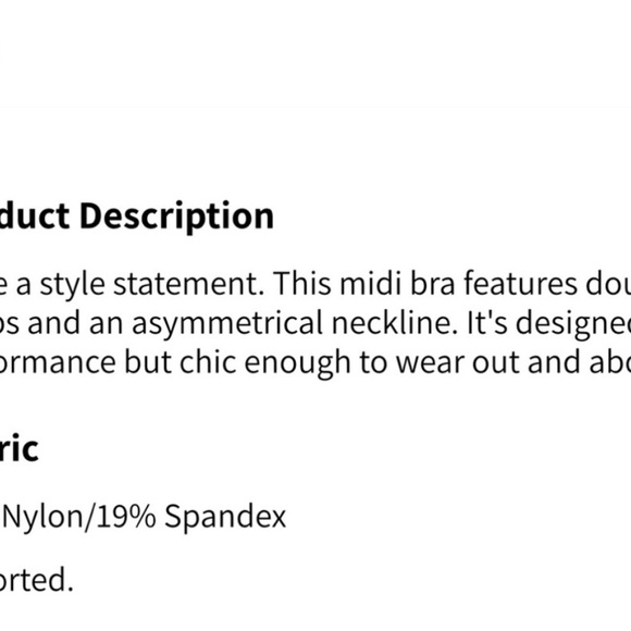 Fabletics Asymmetrical Double Strap Midi Bra- NWT - Picture 8 of 8